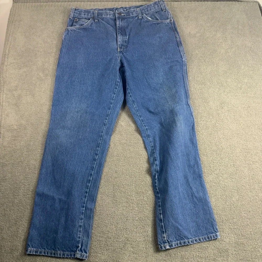 Dickies Mens Carpenter Jeans Blue Denim Utility Work Pants 38x32 4307 Medium